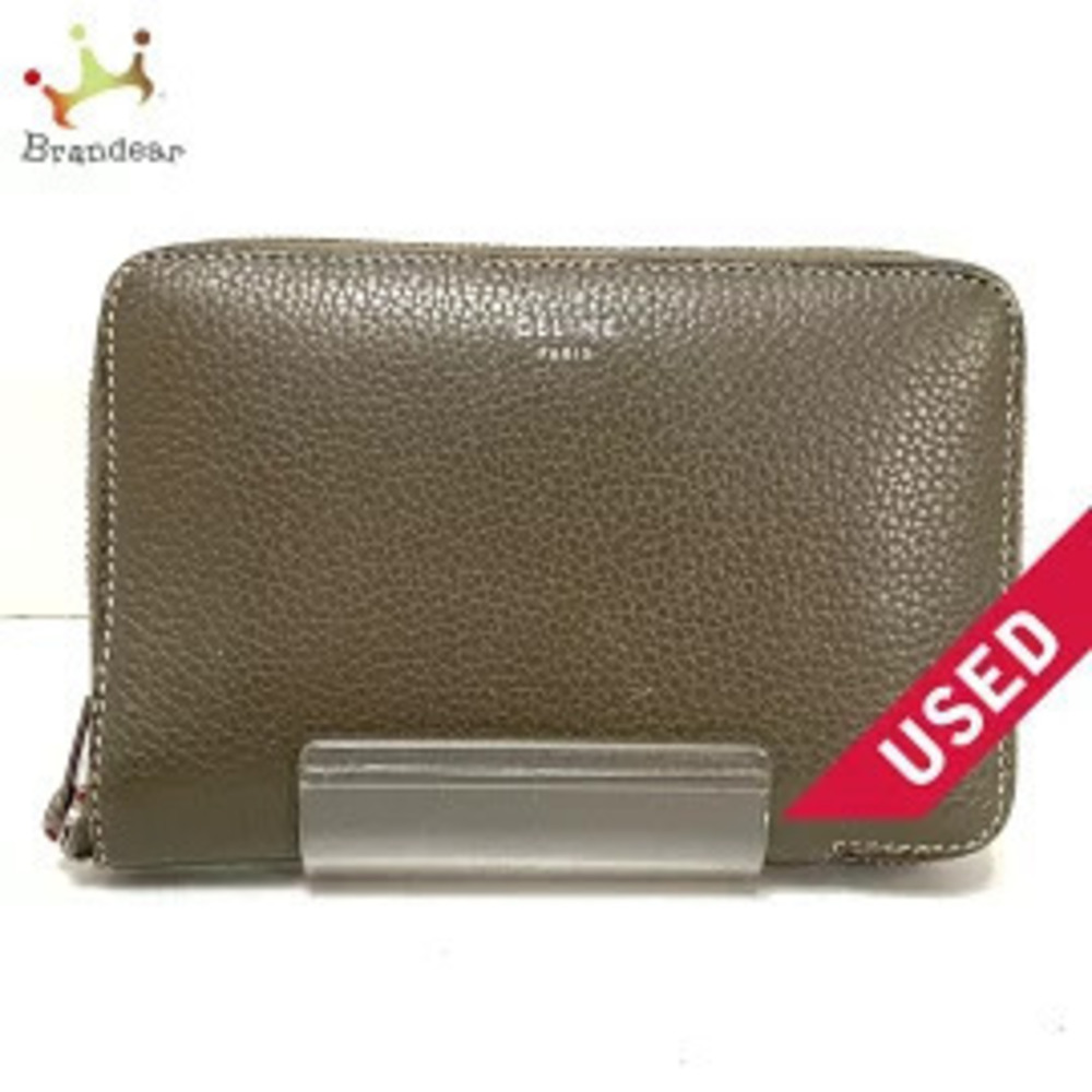 Celine Zip Around Bi fold Wallet Gray x Beige Cream Leather